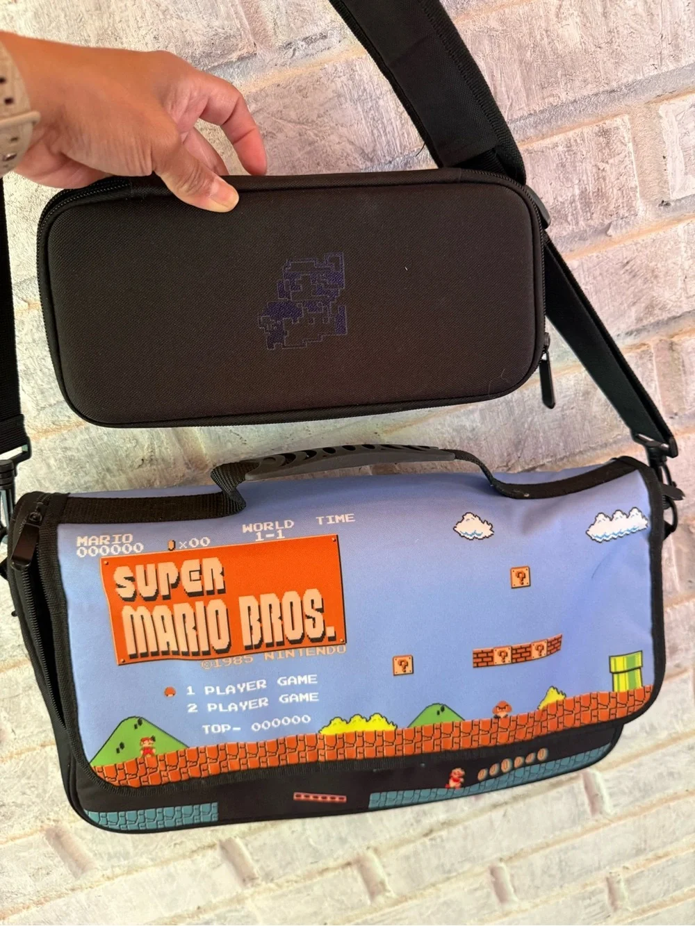 Super Mario Bros. Blue Messenger Bag with Black Strap